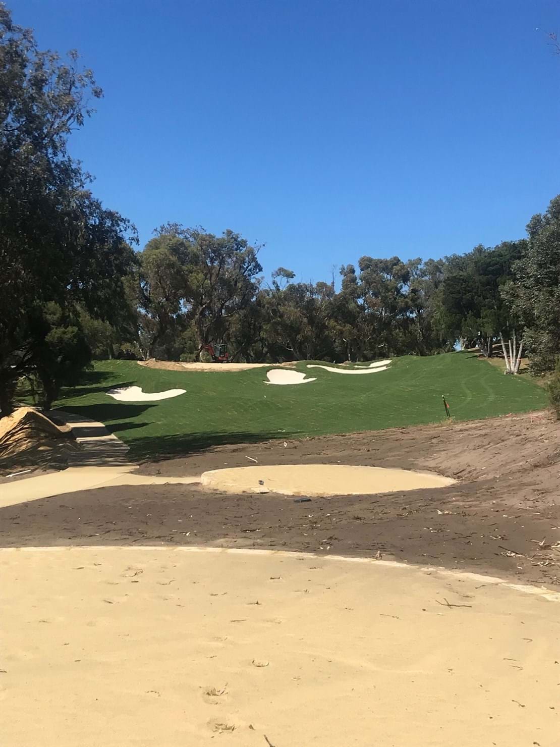 Cottesole GC in Perth, Australia. 5 hole renovation project with 777 Bentgrass green. The photo of the green surface is the 19th green and has been in play for one month.